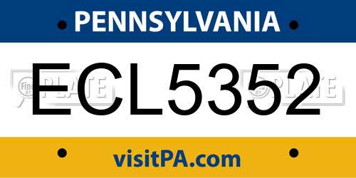 ECL5352 Pennsylvania License Plate