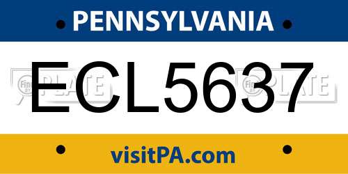 ECL5637 Pennsylvania License Plate