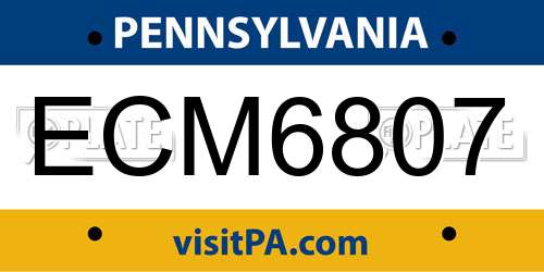 ECM6807 Pennsylvania License Plate