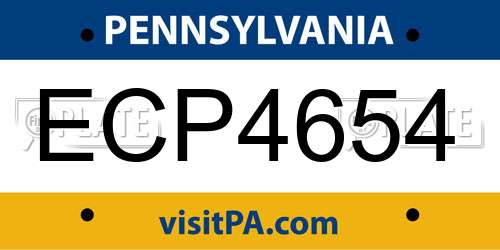 ECP4654 Pennsylvania License Plate