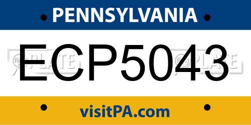 ECP5043 Pennsylvania License Plate