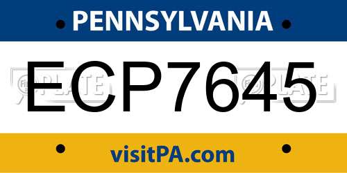 ECP7645 Pennsylvania License Plate