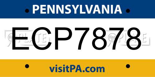 ECP7878 Pennsylvania License Plate