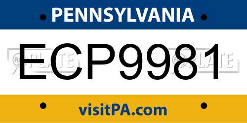 ECP9981 Pennsylvania License Plate