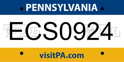 ECS0924 Pennsylvania License Plate
