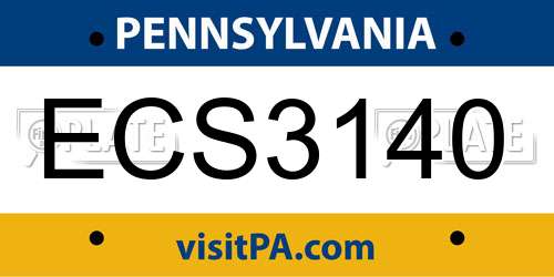 ECS3140 Pennsylvania License Plate
