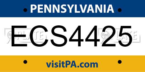 ECS4425 Pennsylvania License Plate