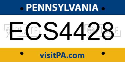 ECS4428 Pennsylvania License Plate
