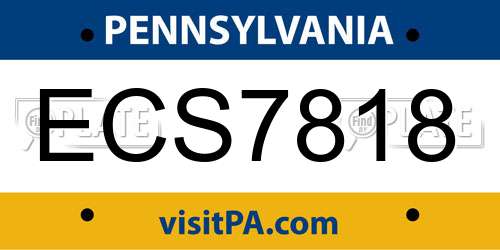 ECS7818 Pennsylvania License Plate