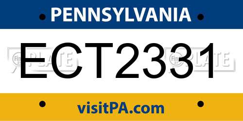 ECT2331 Pennsylvania License Plate