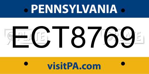 ECT8769 Pennsylvania License Plate