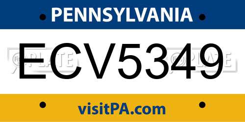 ECV5349 Pennsylvania License Plate