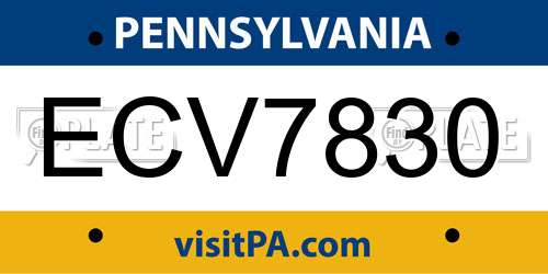 ECV7830 Pennsylvania License Plate