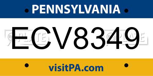 ECV8349 Pennsylvania License Plate