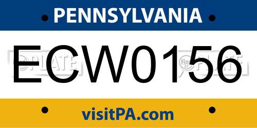 ECW0156 Pennsylvania License Plate