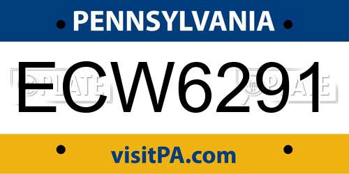 ECW6291 Pennsylvania License Plate