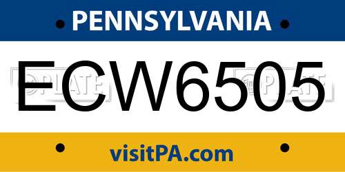 ECW6505 Pennsylvania License Plate