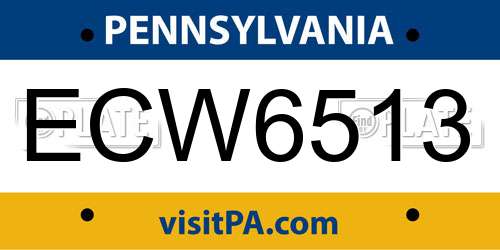 ECW6513 Pennsylvania License Plate