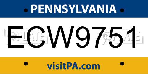 ECW9751 Pennsylvania License Plate