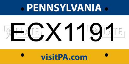 ECX1191 Pennsylvania License Plate