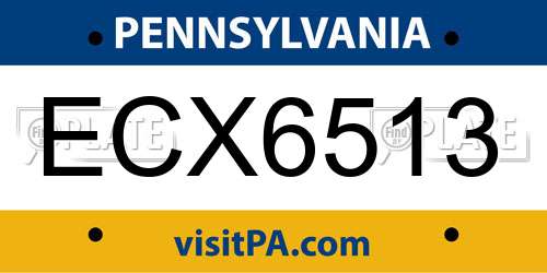 ECX6513 Pennsylvania License Plate