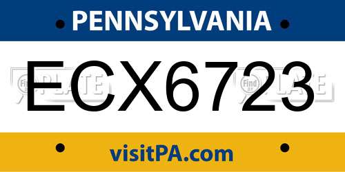 ECX6723 Pennsylvania License Plate