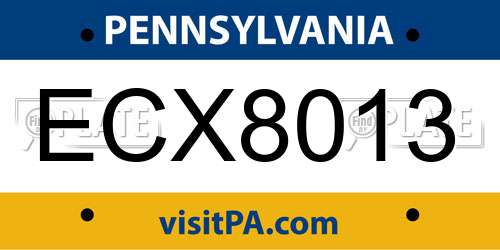 ECX8013 Pennsylvania License Plate