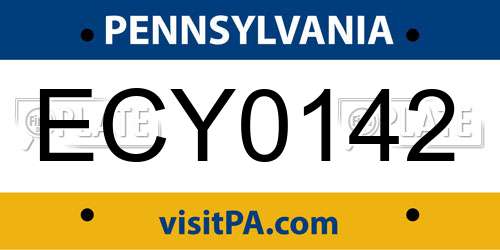 ECY0142 Pennsylvania License Plate
