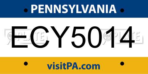 ECY5014 Pennsylvania License Plate