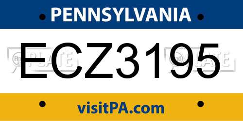ECZ3195 Pennsylvania License Plate