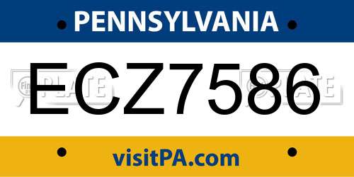 ECZ7586 Pennsylvania License Plate