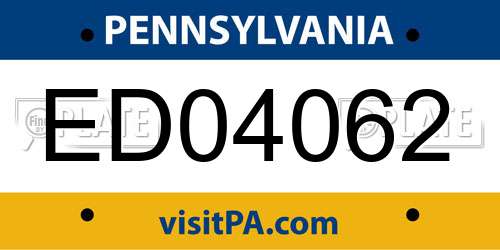 ED04062 Pennsylvania License Plate