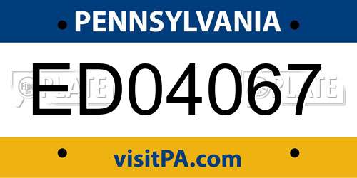 ED04067 Pennsylvania License Plate