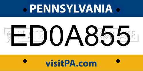 ED0A855 Pennsylvania License Plate