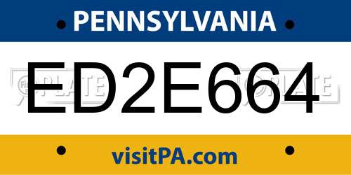 ED2E664 Pennsylvania License Plate