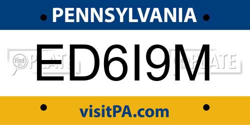 ED6I9M Pennsylvania License Plate