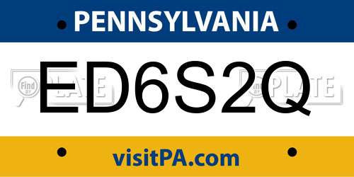 ED6S2Q Pennsylvania License Plate
