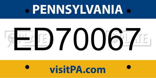 ED70067 Pennsylvania License Plate