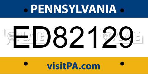 ED82129 Pennsylvania License Plate