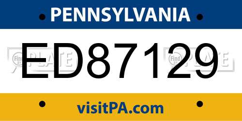 ED87129 Pennsylvania License Plate