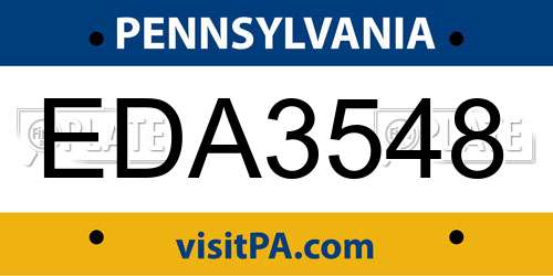 EDA3548 Pennsylvania License Plate