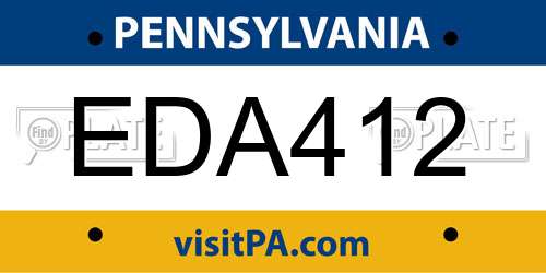 EDA412 Pennsylvania License Plate