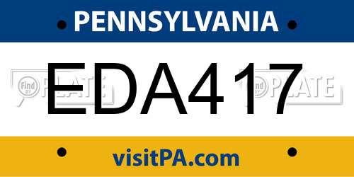 EDA417 Pennsylvania License Plate