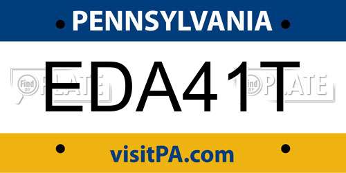 EDA41T Pennsylvania License Plate