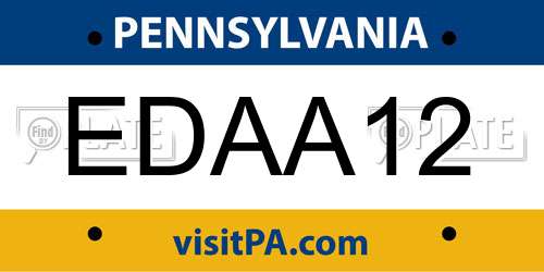 EDAA12 Pennsylvania License Plate