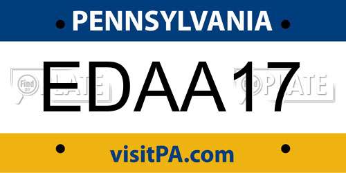 EDAA17 Pennsylvania License Plate