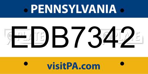 EDB7342 Pennsylvania License Plate