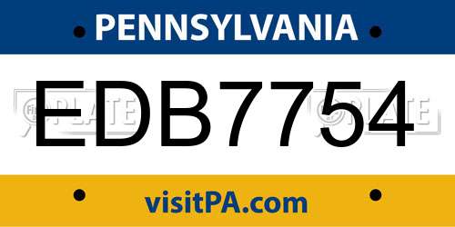 EDB7754 Pennsylvania License Plate