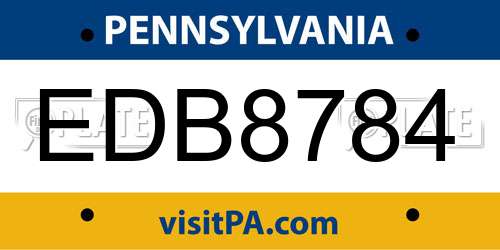 EDB8784 Pennsylvania License Plate