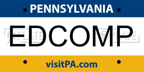 EDCOMP Pennsylvania License Plate